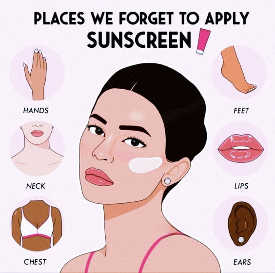 Places We Forgot To Apply Sunscreen