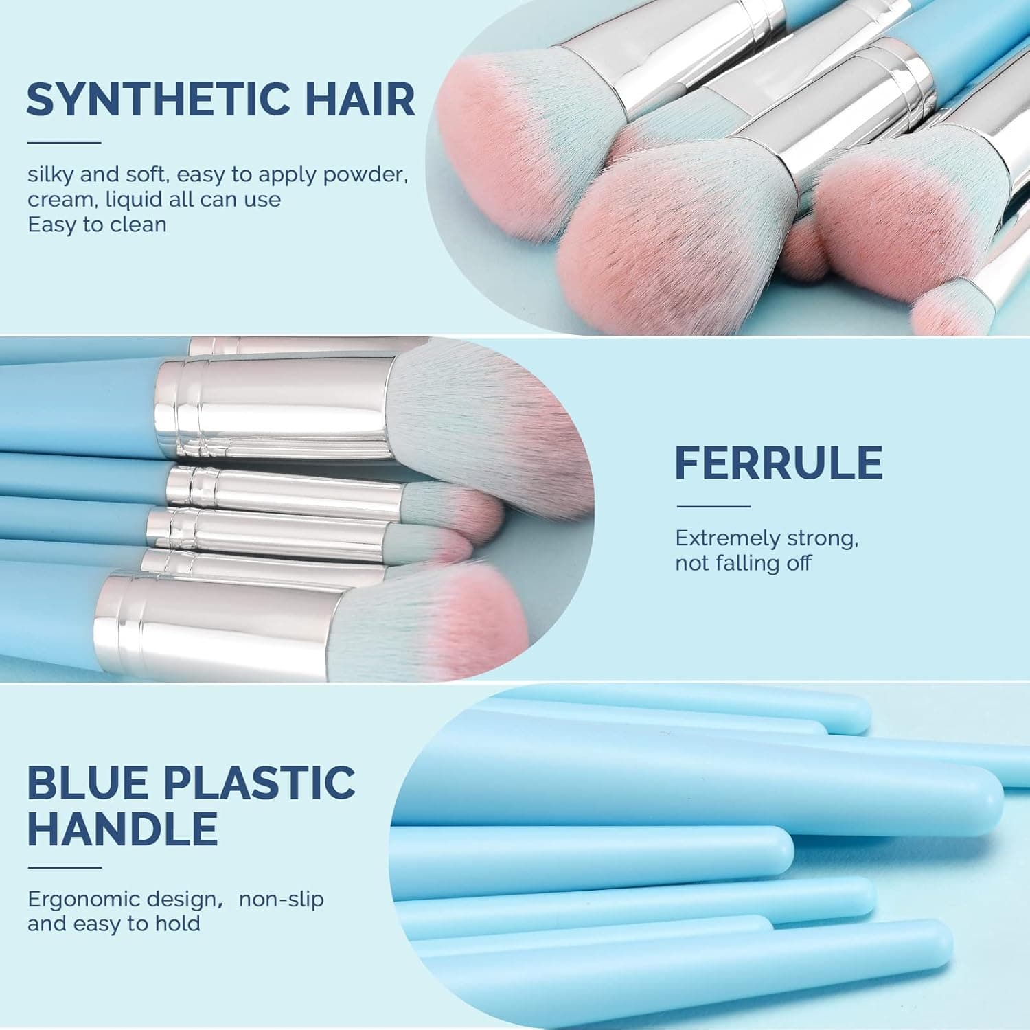 8 Best Blue Makeup Brushes Duaiu 16pcs Professional Blue Makeup Brush Set