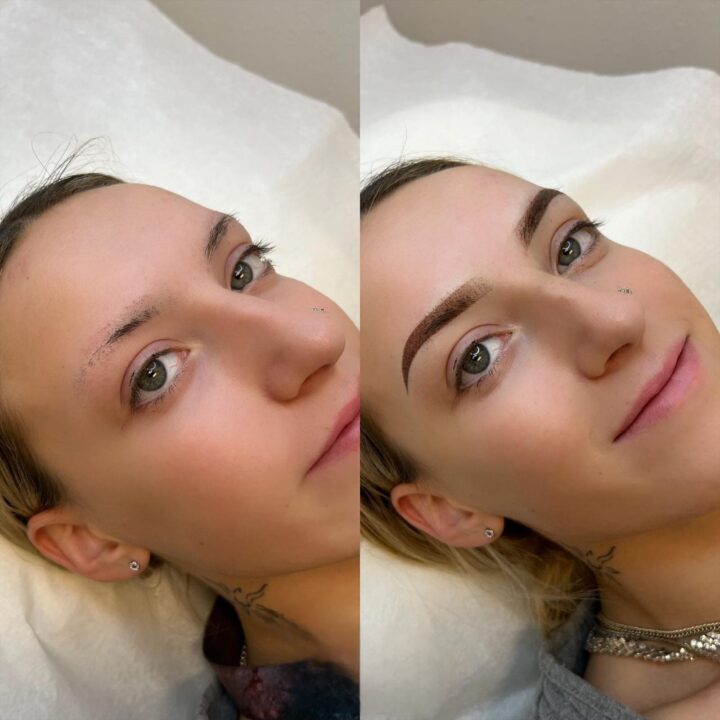 healed ombre powder brows before and after​