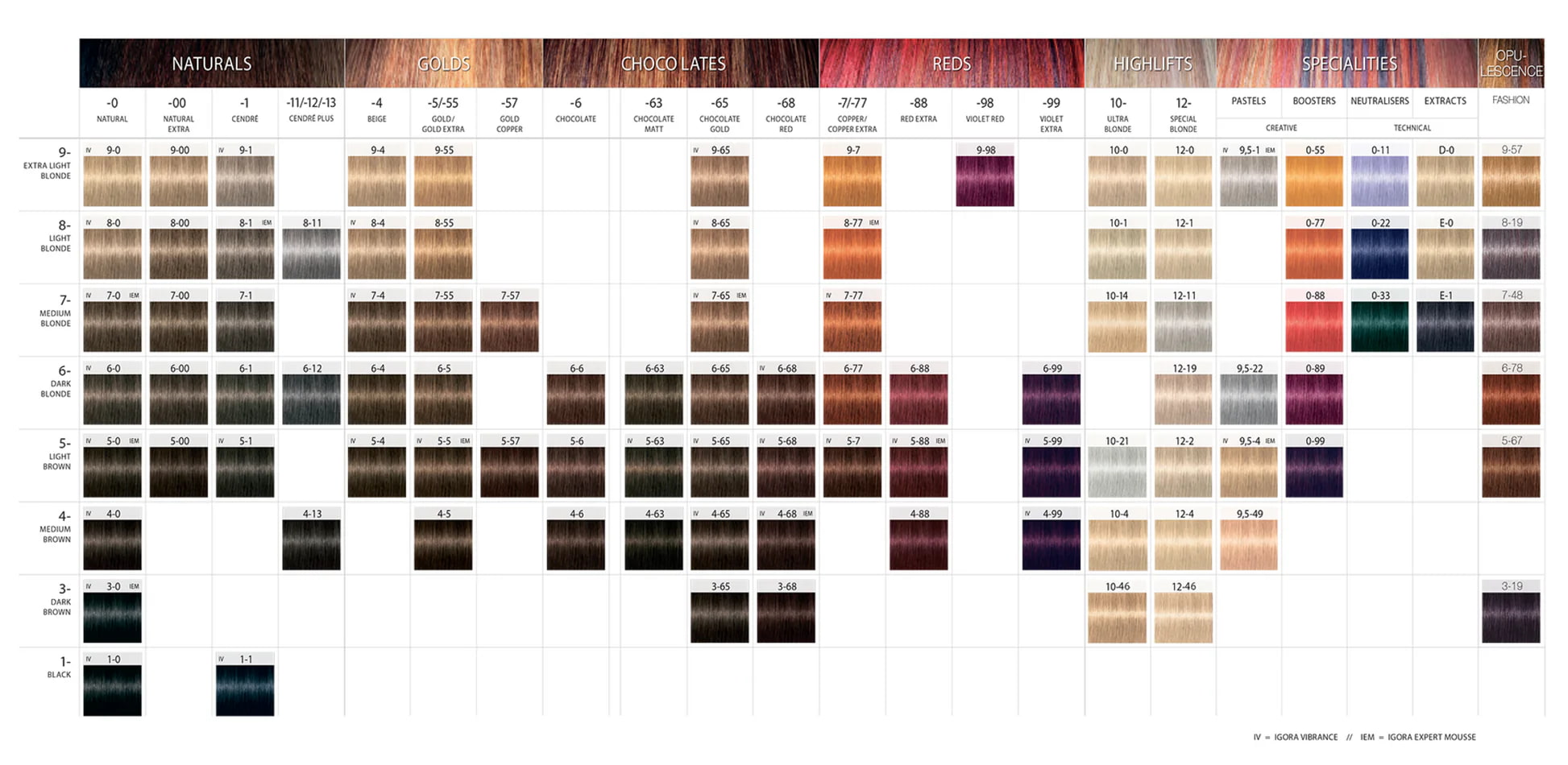 schwarzkopf igora royal color chart​