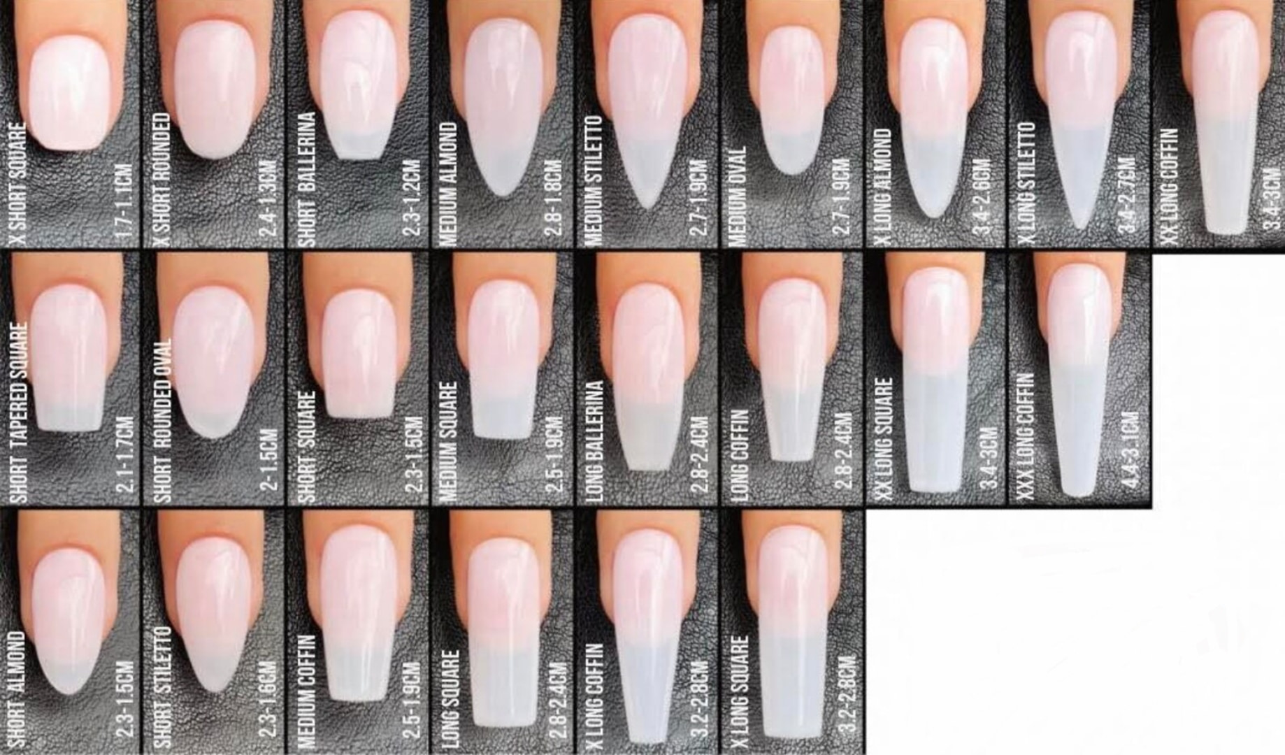 acrylic nail shapes chart​
