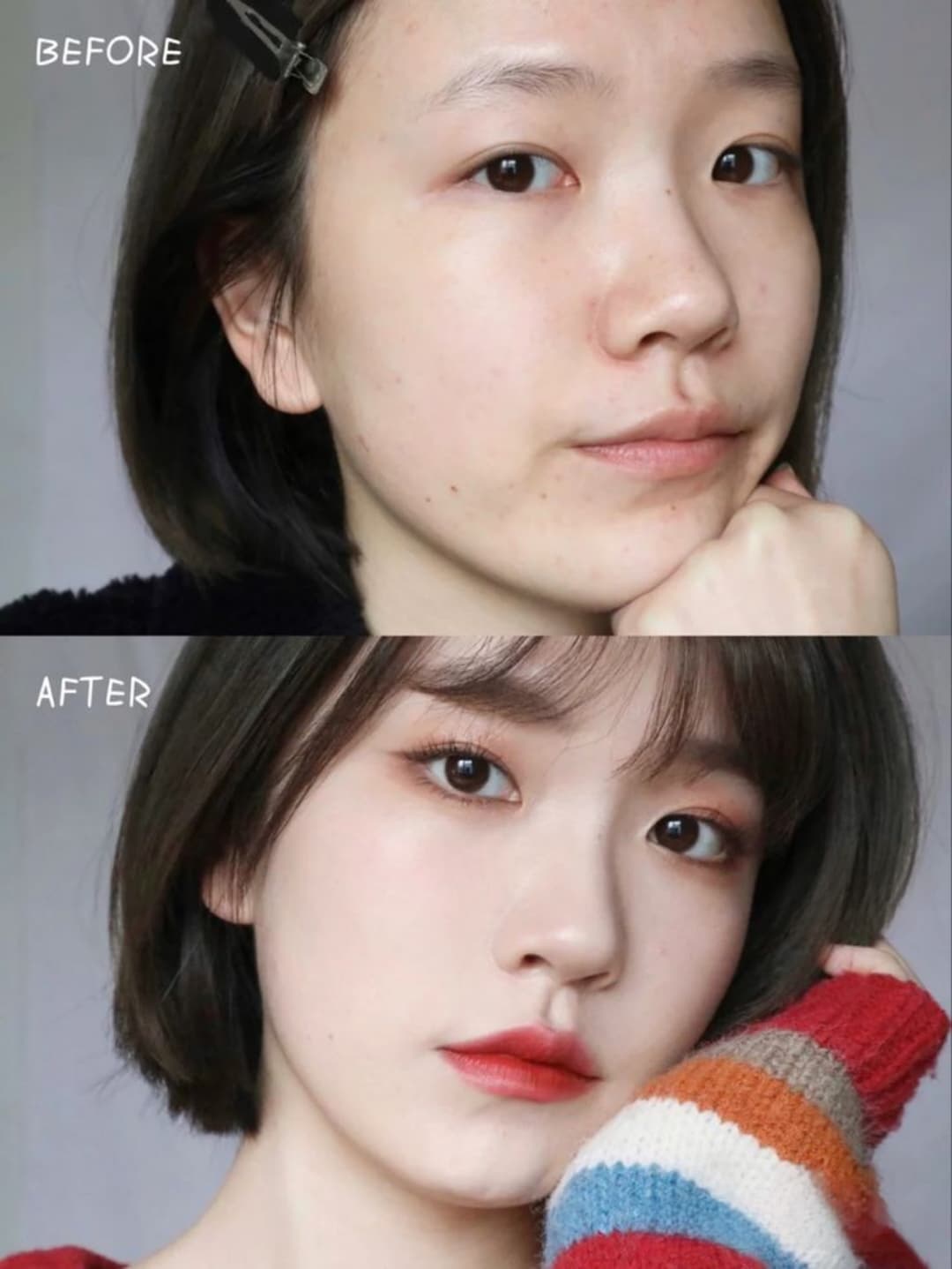 before after korean makeup​