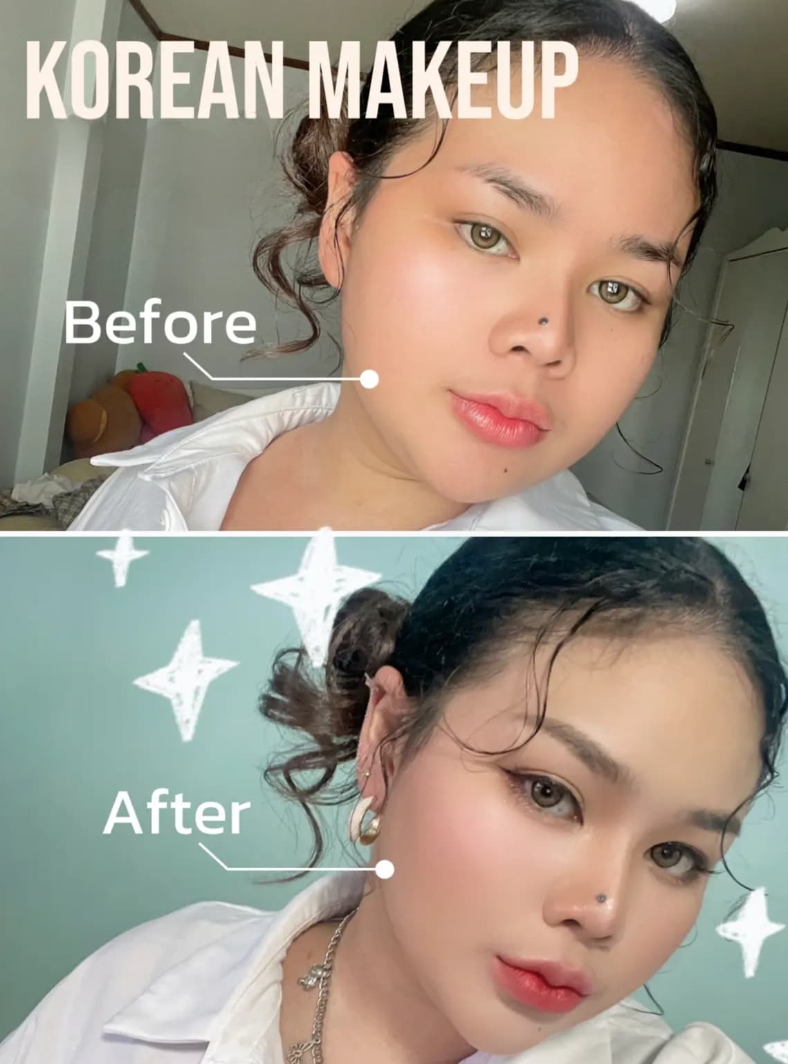 before after makeup korean​