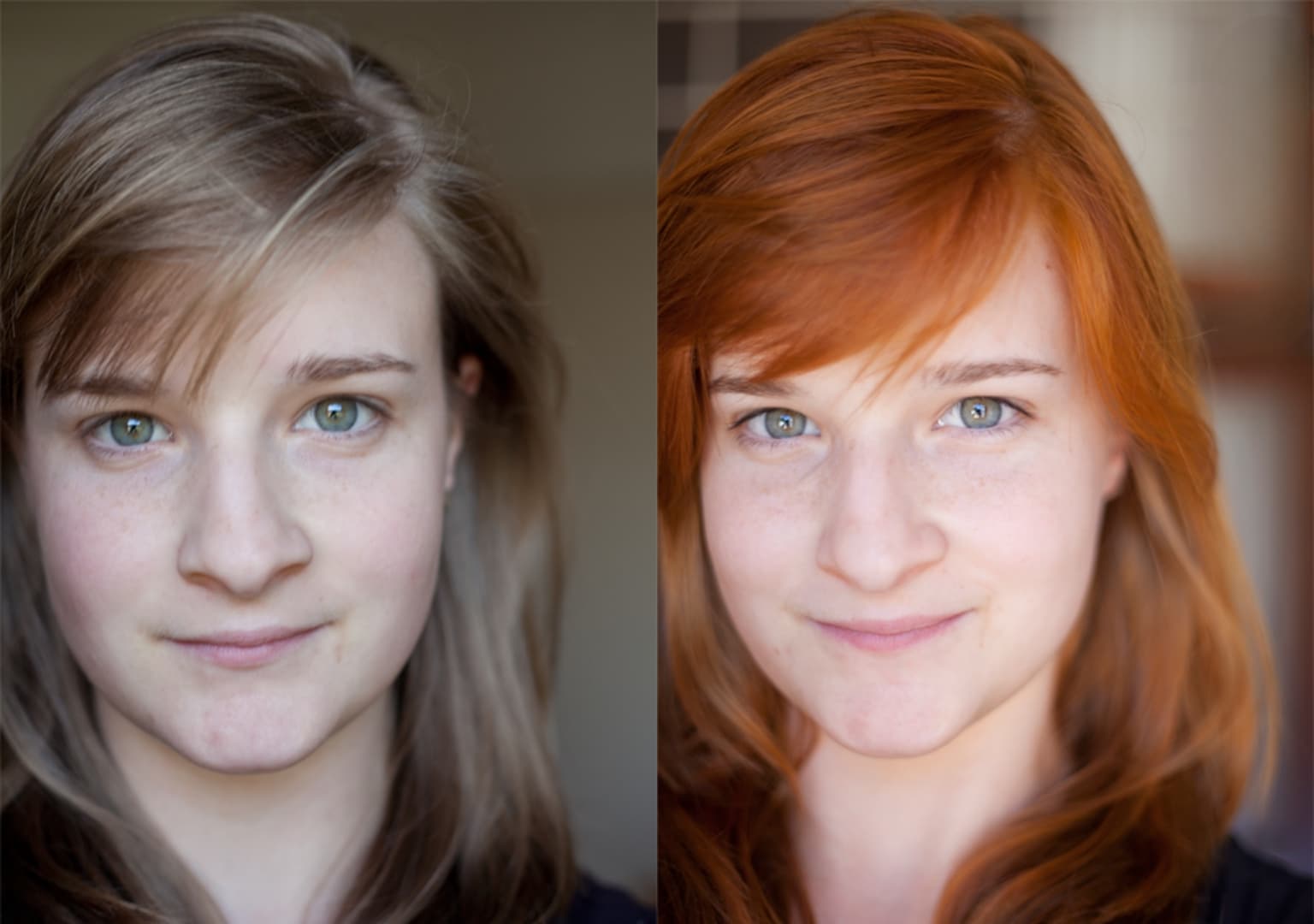 before and after red henna hair dye​