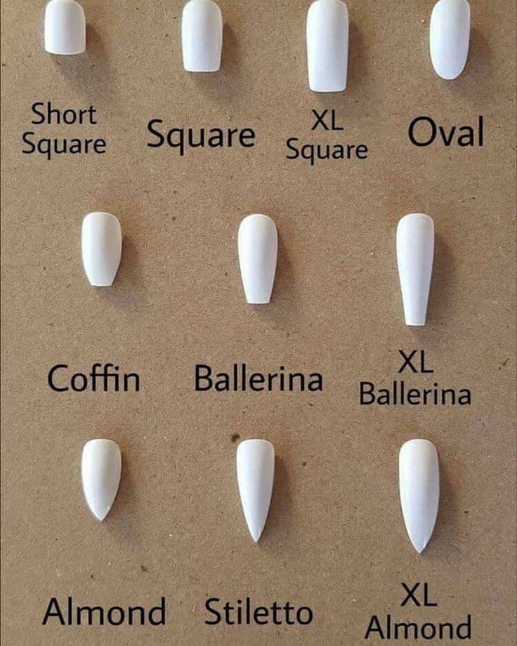 different shapes of artificial nails​