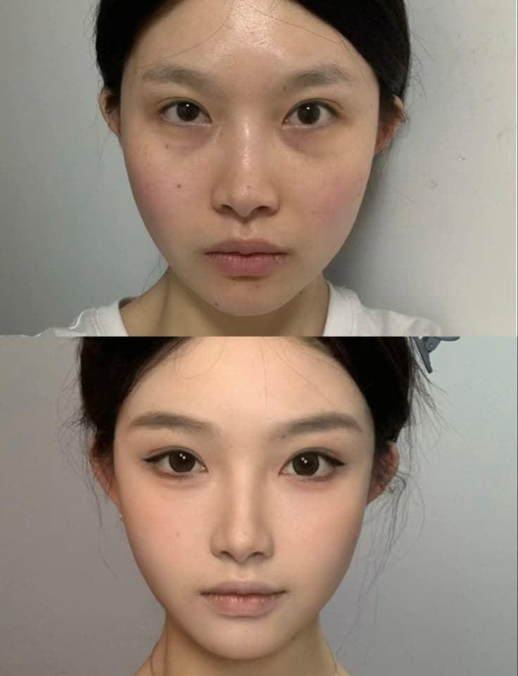 south korean makeup before and after​ images