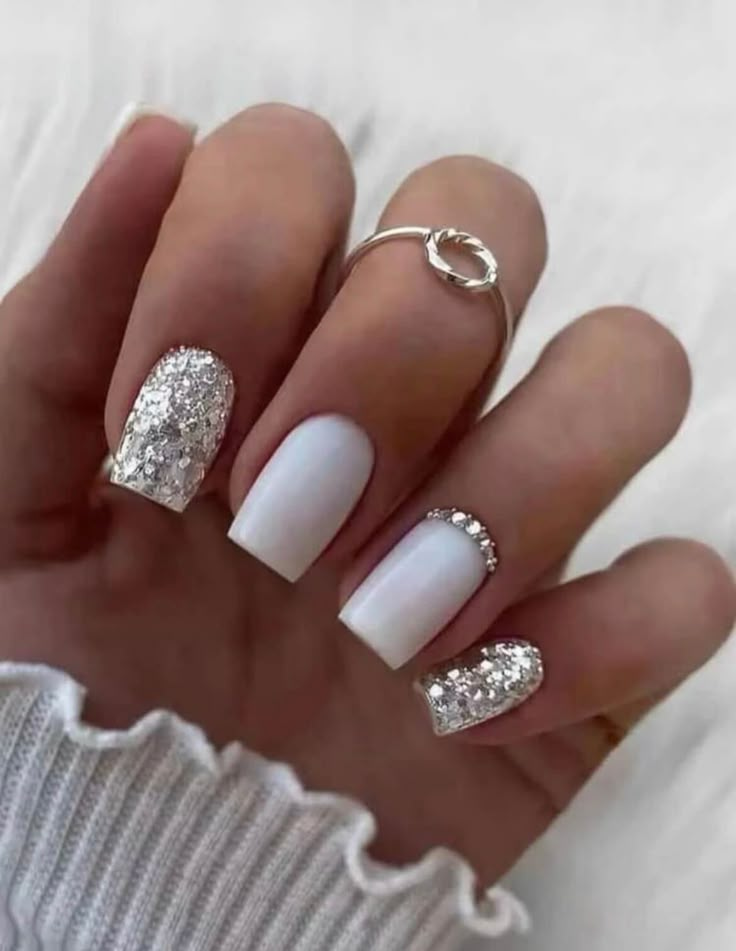 45+ Nail Designs With Glitter And Rhinestones Ideas Simple nail designs with glitter and rhinestones (2)