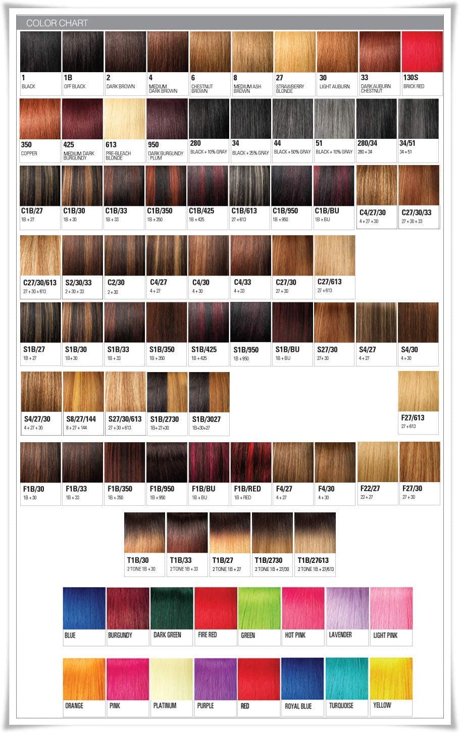 premium xpression braiding hair color chart​