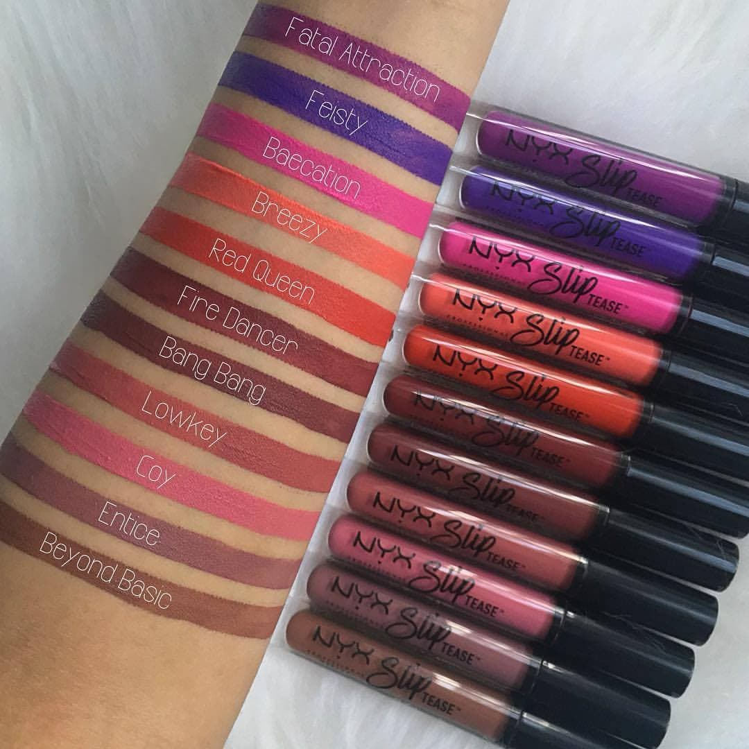 NYX Slip Tease Swatches nyx slip tease full color lip oil swatches