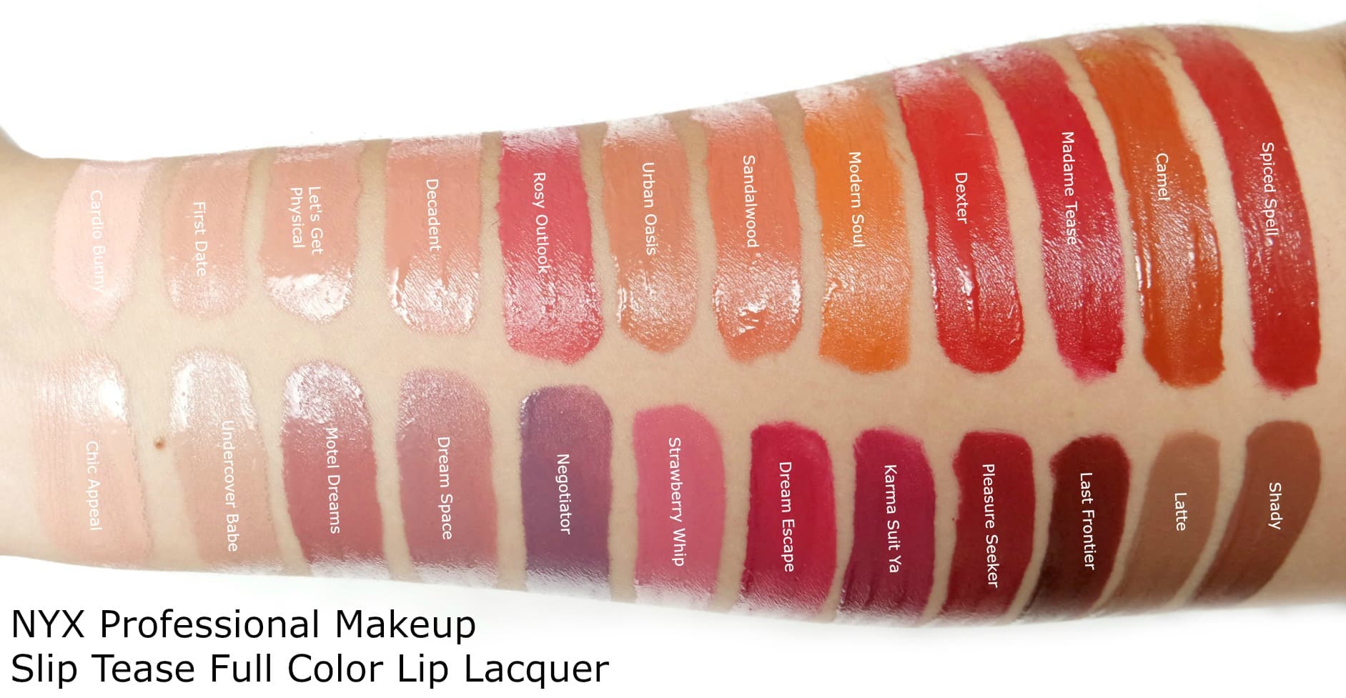 NYX Slip Tease Swatches nyx slip tease lip lacquer swatches (2)
